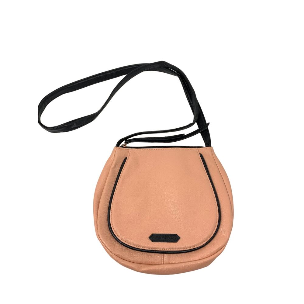 WILDFOX Women's Crossbody Saddle Bag Blush Peach Black Faux Leather